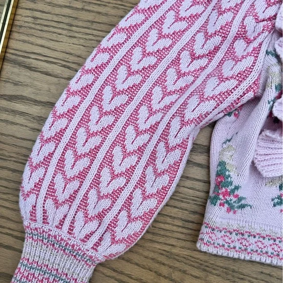 LoveShackFancy Pink and Green Knit Sweater - Picture 3 of 5
